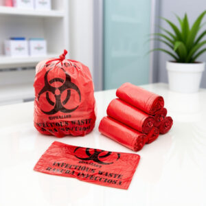 Biohazard Disposal Bags – Self-Adhesive Wall Mount (English & Spanish)