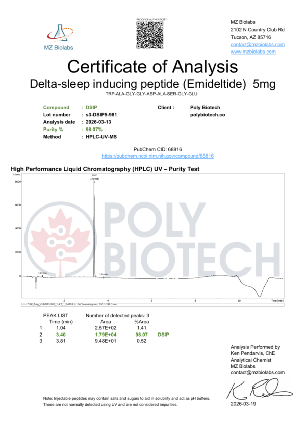 DSIP-1 DSIP (Delta Sleep–Inducing Peptide) – 5mg
